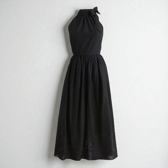 J. Crew Tie-neck midi dress with eyelet trim Size 8 - Picture 3 of 11